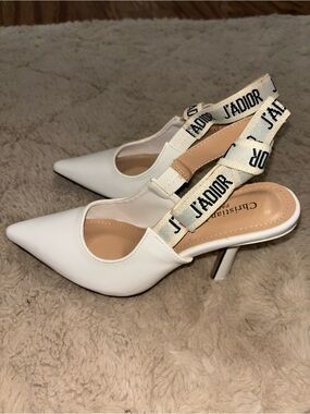White Slingback Heels